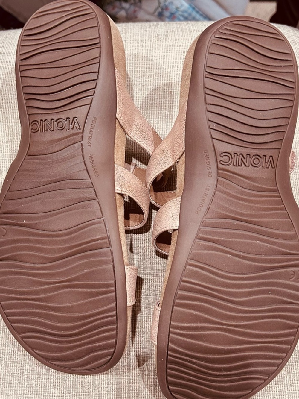 Vionic Triple-Buckle Slide Sandals in Rose Gold Metallic - Picture 3 of 4